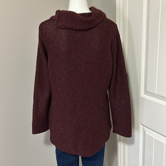 Anthropologie MOTH Italian Made Turtleneck Sweater Wool Alpaca  Burgundy Sz L - Picture 7 of 12
